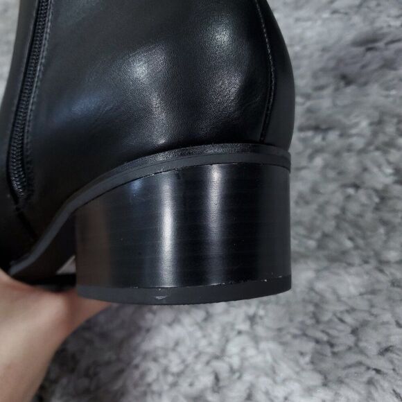 READ Lane Bryant 10 Wide Ankle Boots Booties Faux Leather Block Heel Black 10W - Picture 5 of 9